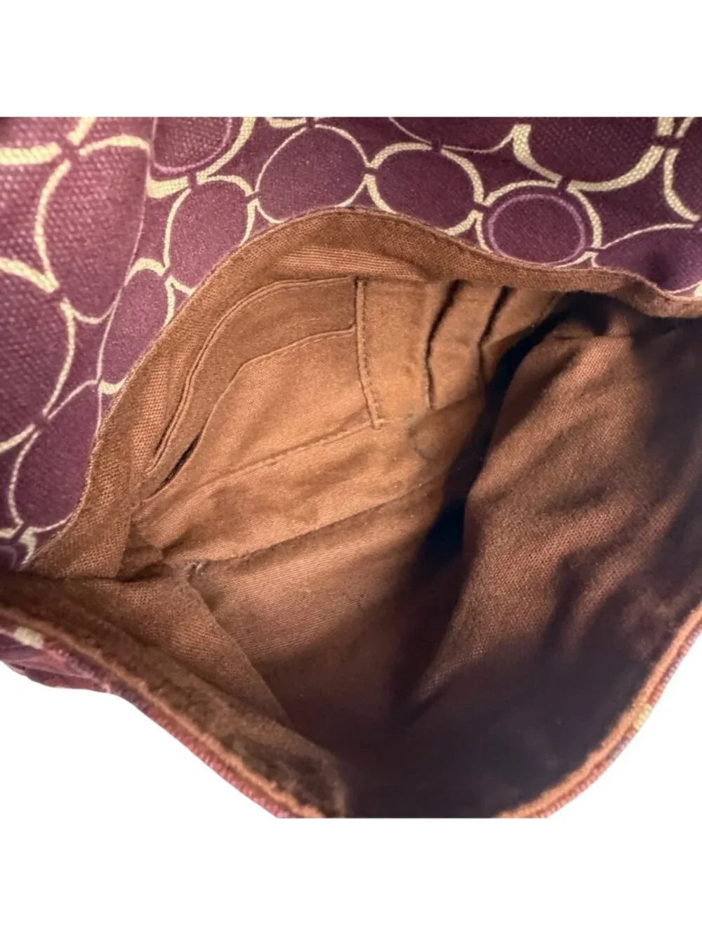 Vintage Fossil Lavender And Brown Floral Canvas Shoulder Crossbody Bag